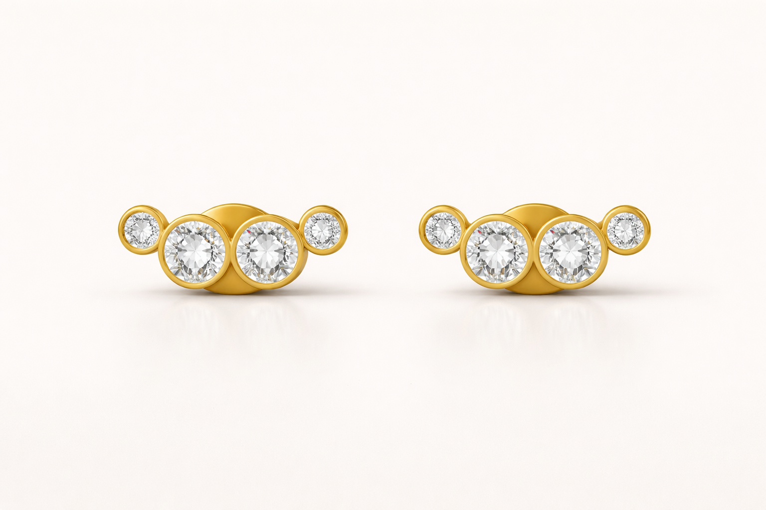 Multi Diamond Curved Stud Earring